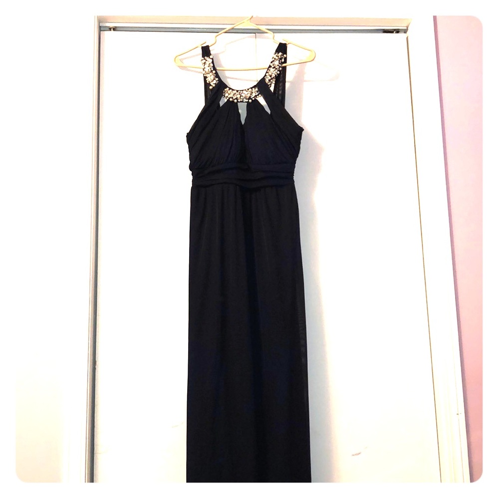 Maxi Dark Blue Homecoming Dress